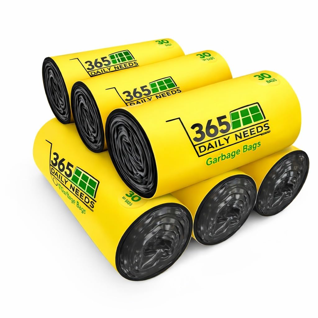 365 Daily Needs Black Garbage Bags, Medium, Non-Tearable & Leak-Resistant | 1 Rolls in 30 Bags | 1 Bag size 21 x 19 | Home & Office Use (Pack of 6)-picture-27