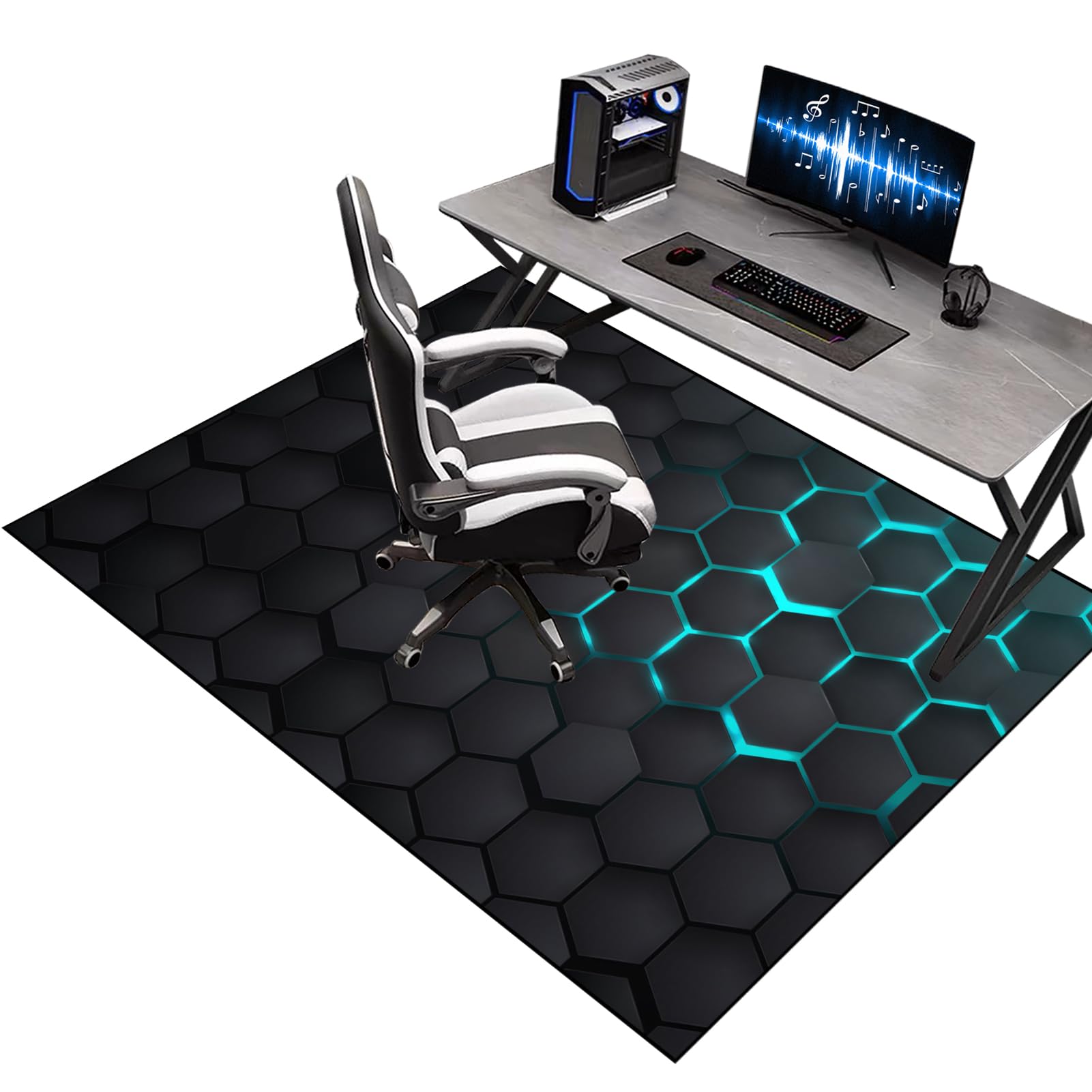 Kqiejuy Colorb22 140 X 170 Cm Office Gaming Chair Mat For Carpet, Office Chair Carpet Protector Mat Carpeted Floor, Gaming Floor Protectors For Rolling Chairs, Desk Chair Mat For Hardwood Floor, Black Protector Rug