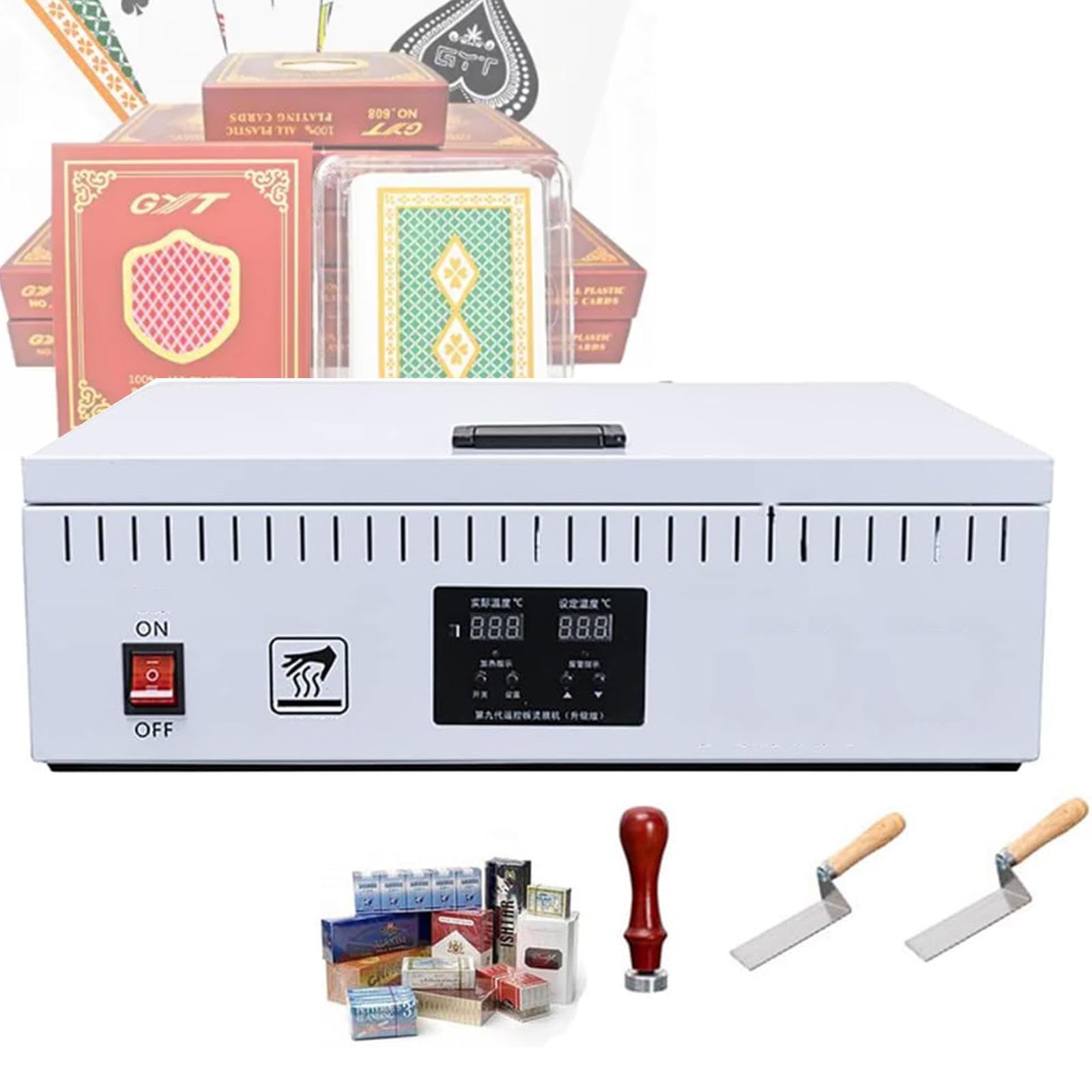 Kjzqxyx White 1200W Cellophane Wrapping Machine, Desktop Heating Sealing Machine, Manual Pvc Film Overwrapping Machine,For Perfume, Cosmetics (White)