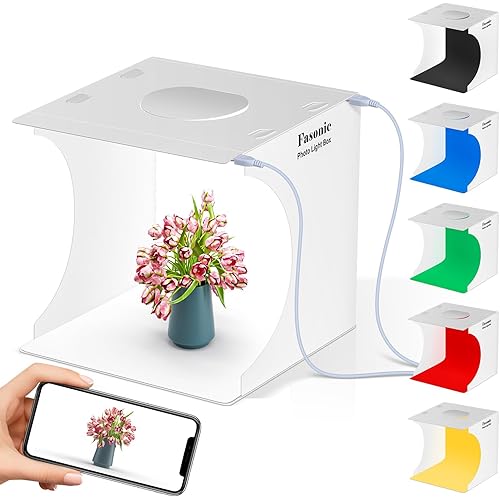 Portable Mini Photo Studio Light Box for Photography, Foldable PVC Shooting Tent Kit with 2 LED Panels, 6500K Lighting Booth, 6 Color Backdrops for Jewelry and Small Items