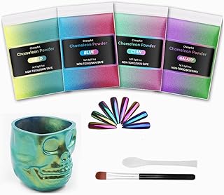 Chameleon Mica Powder for Epoxy Resin - 4 Pack Color Shift Pigment Powder Shimmer Holographic Mica Powder Chrome Chameleon Powder for Tumbler, Nail Art, Polymer Clay, Slime, Makeup, Acrylic Paint