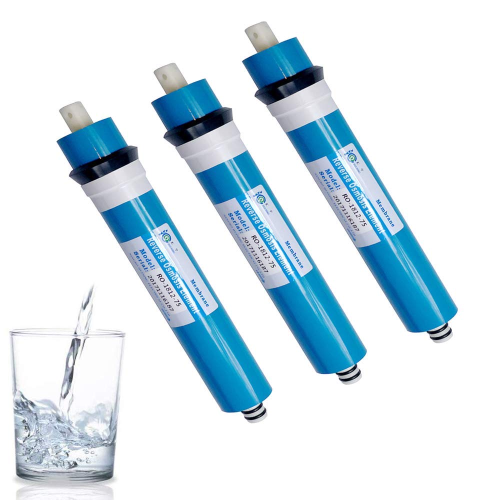 HUINING 50GPD 75GPD 100GPD 150GPD - Membrana de filtro de agua de repuesto para elemento de ósmosis inversa 1812/2012 (75GPD 3 piezas)