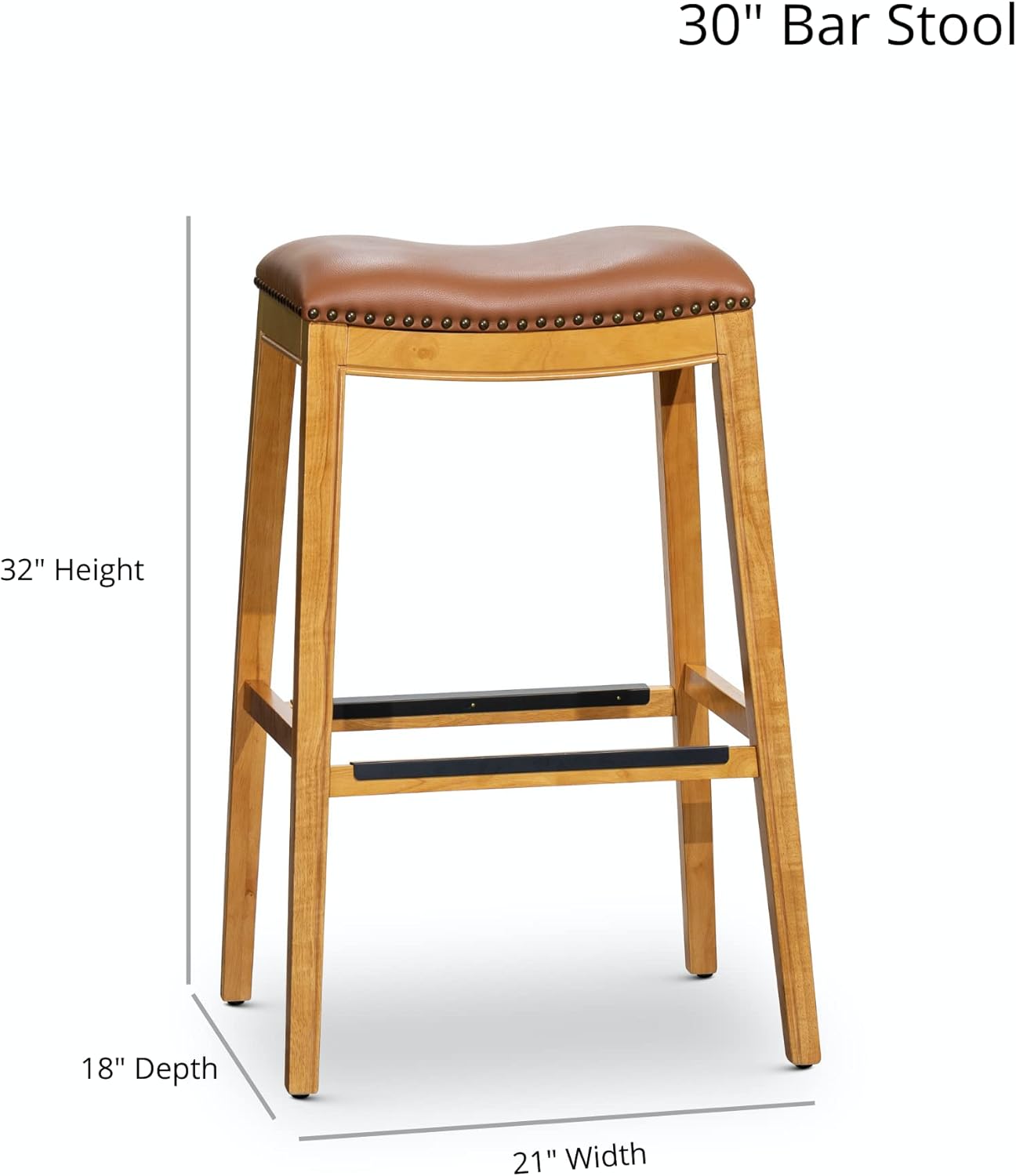 Natural Finish Saddle Leather Backless Bar Stool