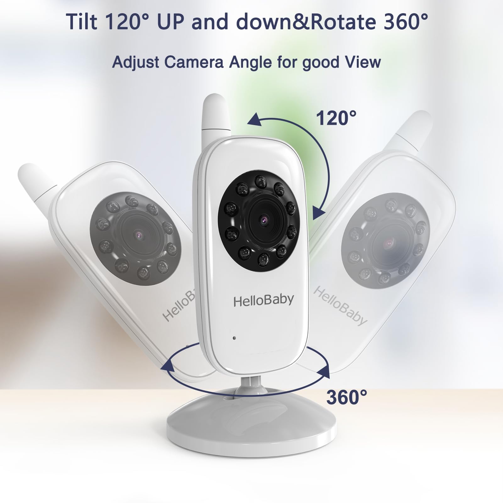 HelloBaby Baby Monitor con Video e Audio, 3.2" IPS Schermo, Zoom Digitale 2X, Visione Notturna, ECO/VOX, Promemoria Poppate, 8 Lingue, Carica USB,Portata 300m