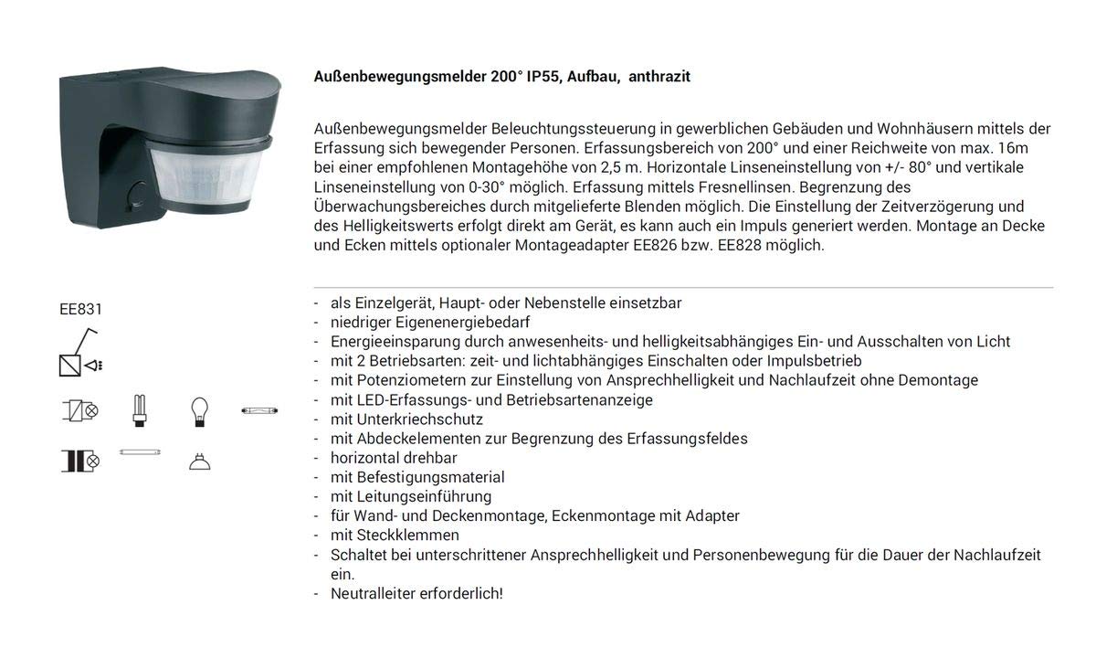 Bewegungsmelder 200G IP55 anthrazit EE831 3250612258314 Hager