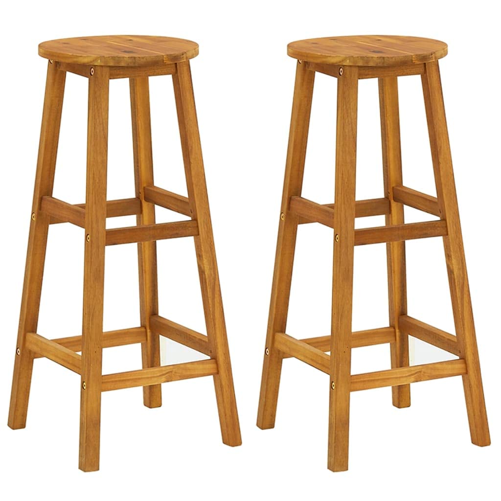 IKAYAA Juego de Bar de Madera para Exteriores, Mesas Altas y 2 Taburetes, Muebles de Bar Jardín Exterior, Juego de Mesa Alta de Bar y Taburetes Maciza de Acacia