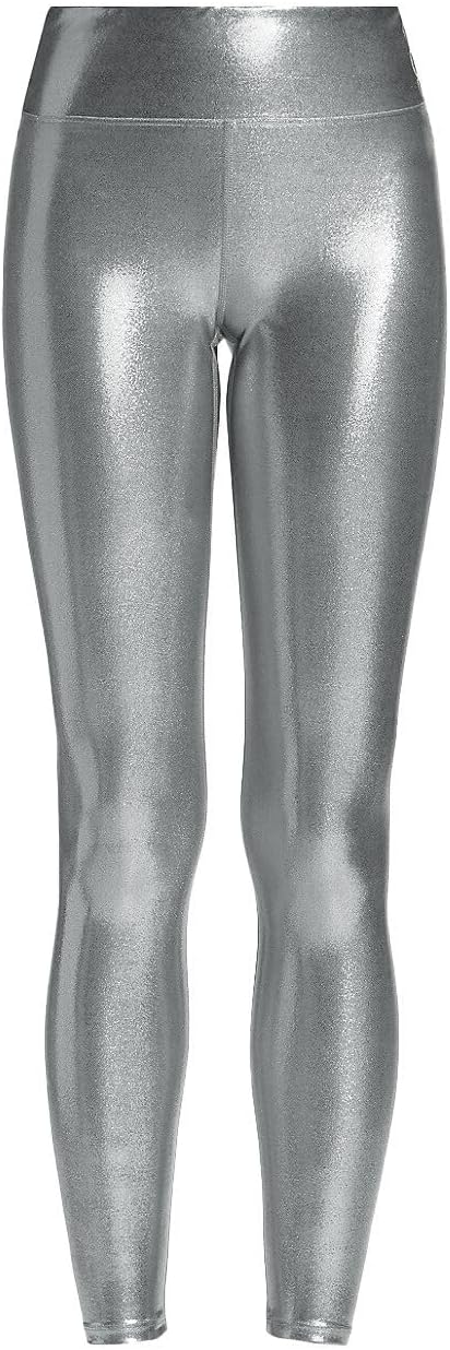 Hamishkane Girls Metallic High Waist Leggings Kids Plain Wet Look Shiny Sports Dance Party Pants