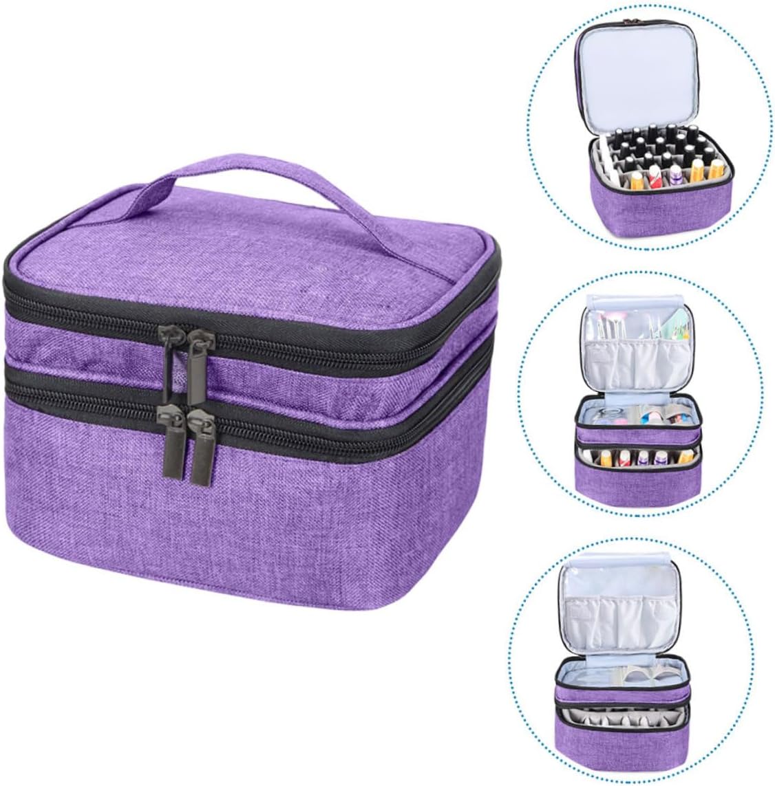 Storage Case Handle Double Nail Polish Carrying Bag for Bottles Capacity Portable Organizer for Cosmetics Material for Women