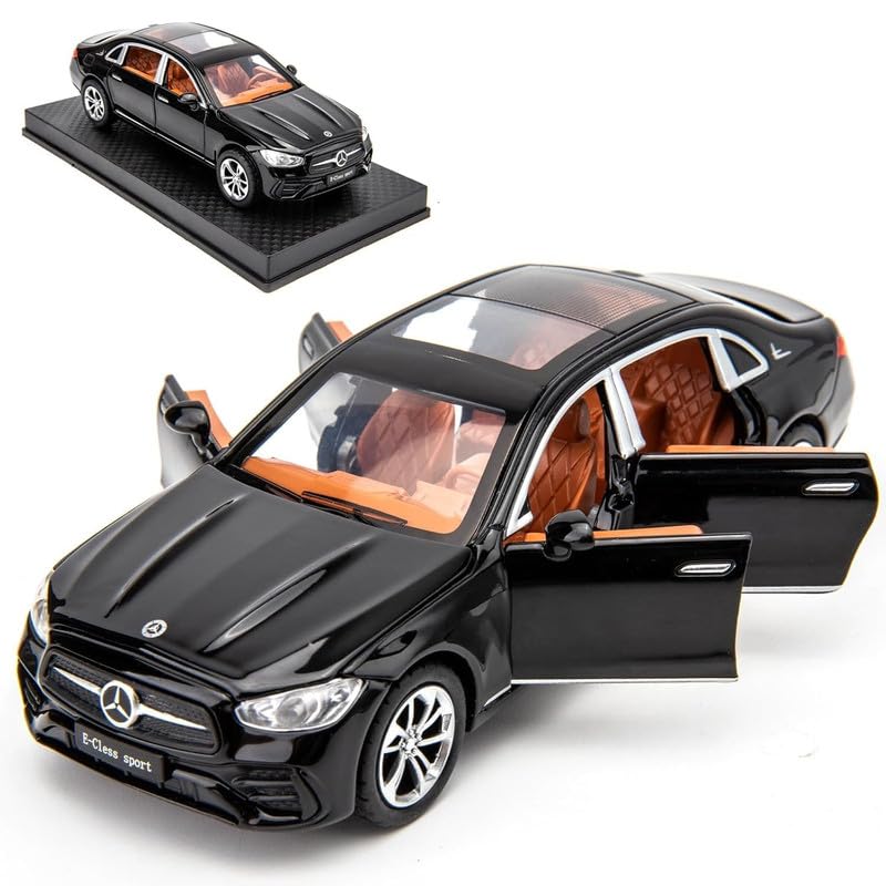 Image of Invite Enterprise 1:32 Scale Compatible Mercedes-Benz E300L Diecast Model Car - Zinc Alloy Collectible Toy With Pull-Back Action, Sound, And Light Features - Ideal Gift For Kids(Black Color)