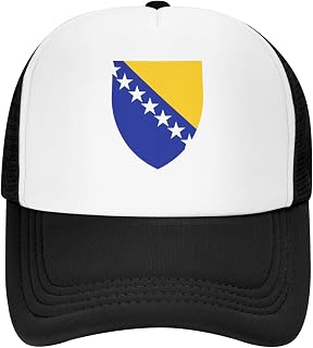 Bosnian Coat of Arms Mesh Baseball Cap Adjustable Simple Snapback Hat Unisex Trucker Hats Black