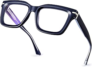 Blue Light Blocking Glasses for Women Men, TR90 Rectangle Frame Anti Eyestrain & UV Glare JF6218
