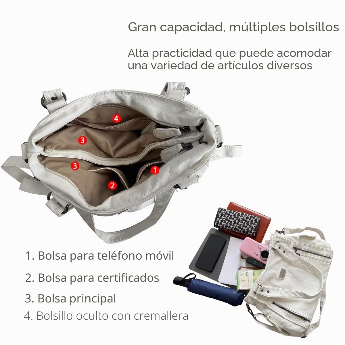 NICOLE&DORIS Moda Grande Bolsos de Mujer Bolso Señora Tote,Bolso de Hombro de Suave PU Cuero Bolso Bandolera bolsa de trabajo