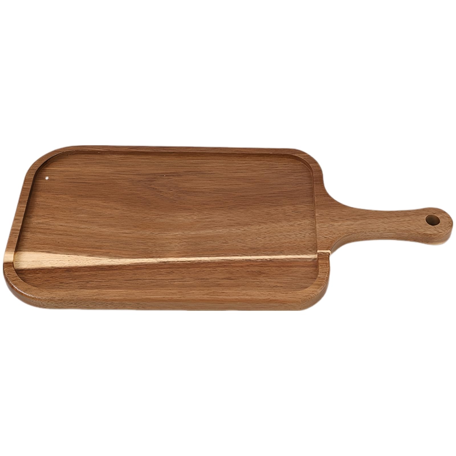Deska do wędlin z drewna akacjowego z uchwytem, dwustronna deska do serwowania i krojenia 37 cm, idealna do rozrywki, kuchni i grilla, trwały i stylowy design