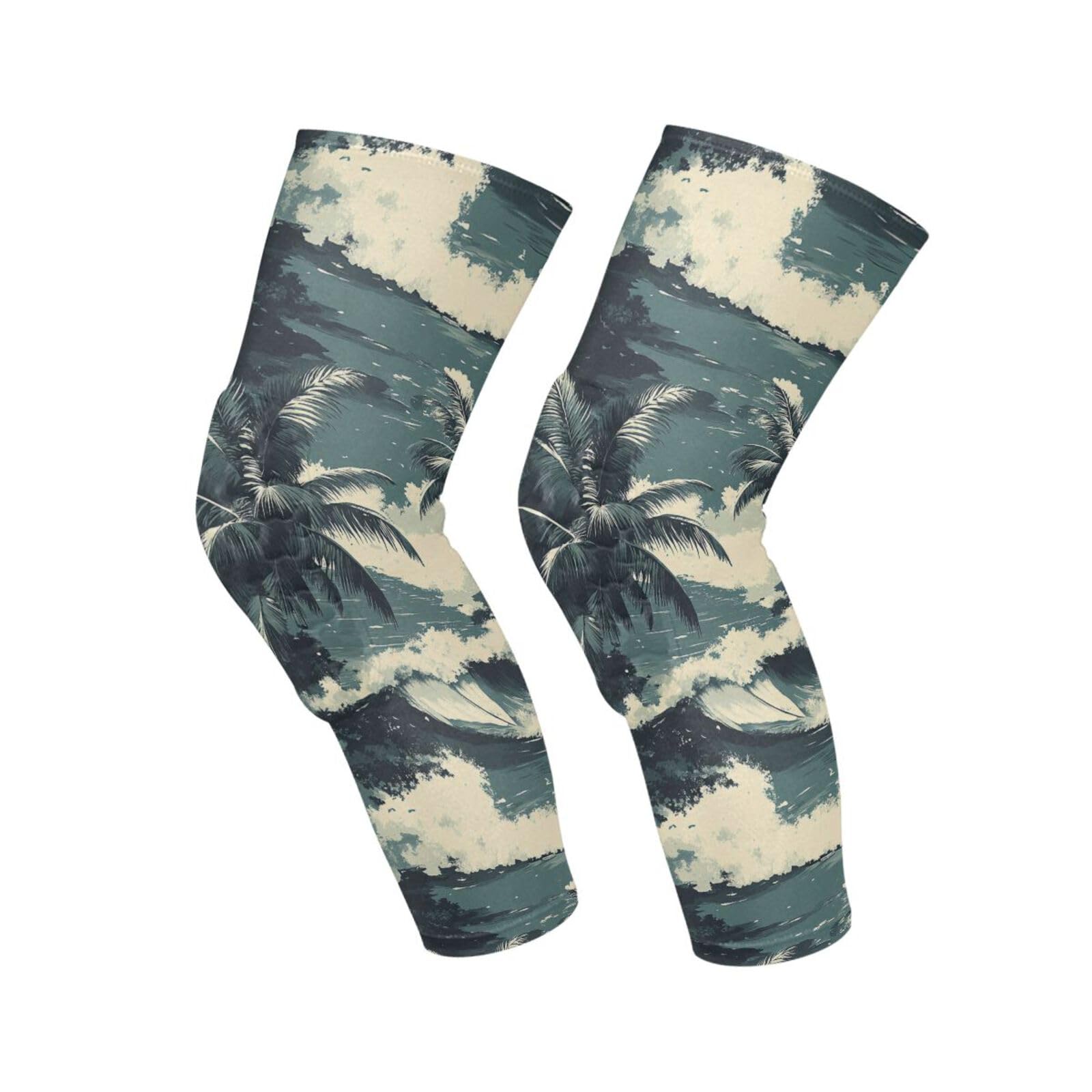 JUNZAN Retro Hawaii Tropical Basketball Knee Pads for Youth Kids Wrestling Knee Pads with Sleeves Sport Kneepads for Volleyball Football