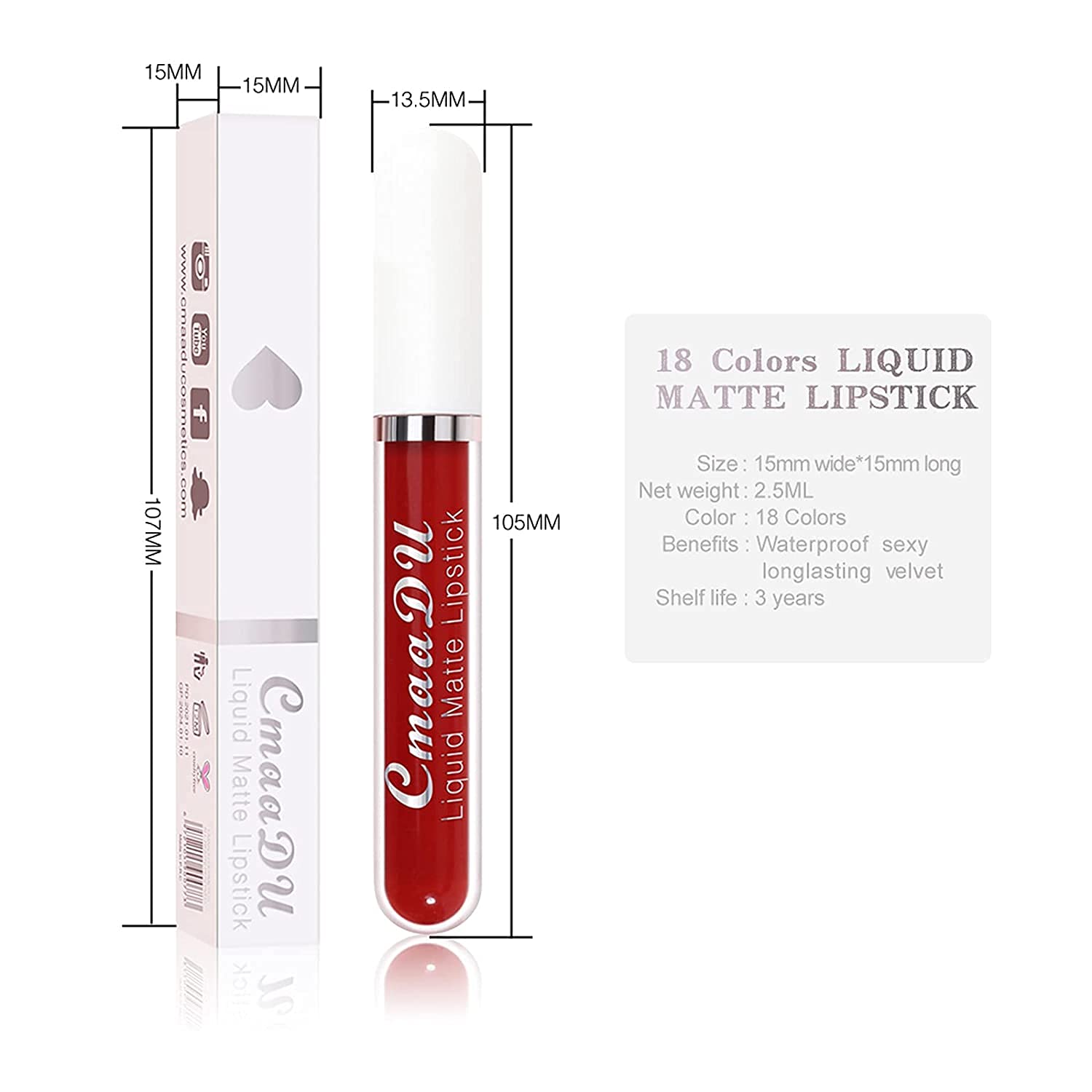 Juego de lápices labiales líquidos aterciopelados mate de 18 colores, larga duración, impermeable, antiadherente, juego de brillo de labios líquido, kit de brillo labial de terciopelo de 2