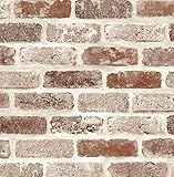 NextWall Washed Faux Brick Peel and Stick Wallpaper