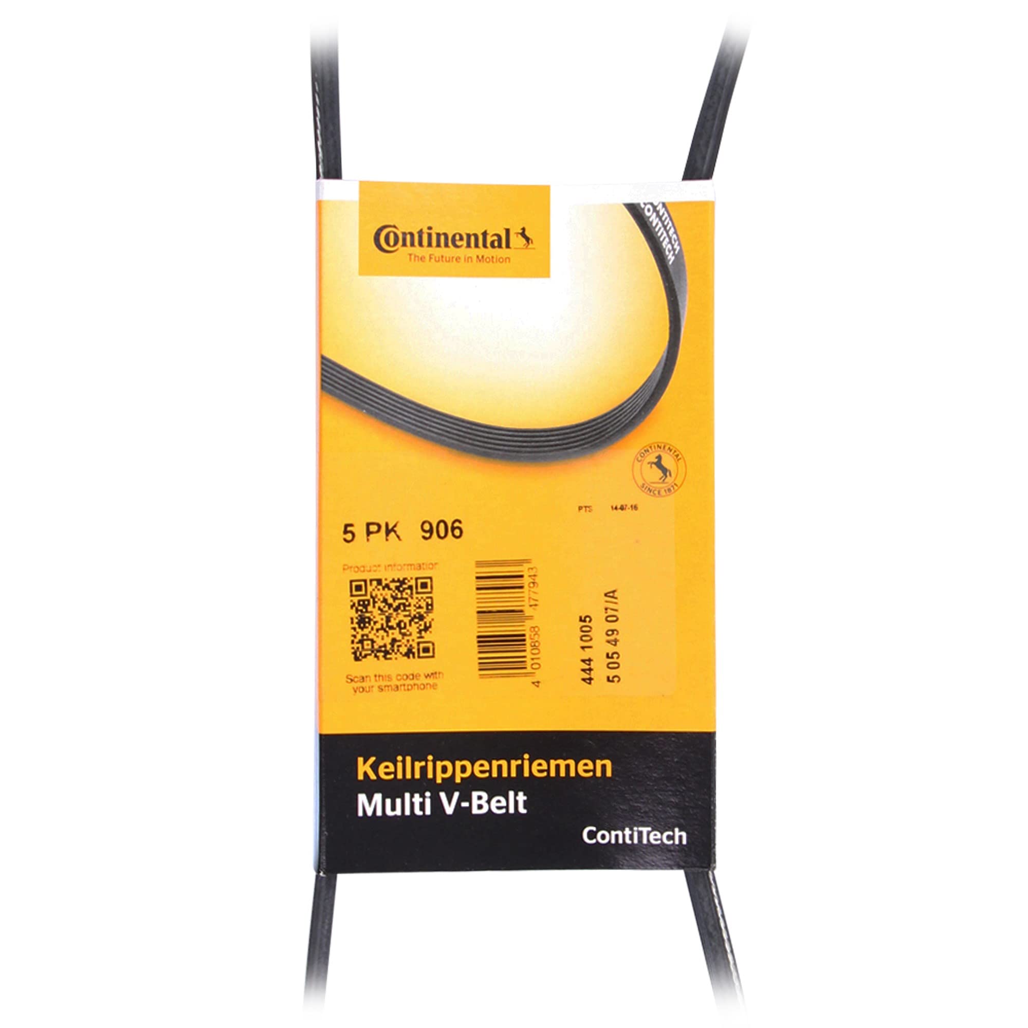 Courroie Trapézoïdale à Nervures Continental Contitech 5PK906 - Courroie Striée Neuve Pour Accessoires Moteur