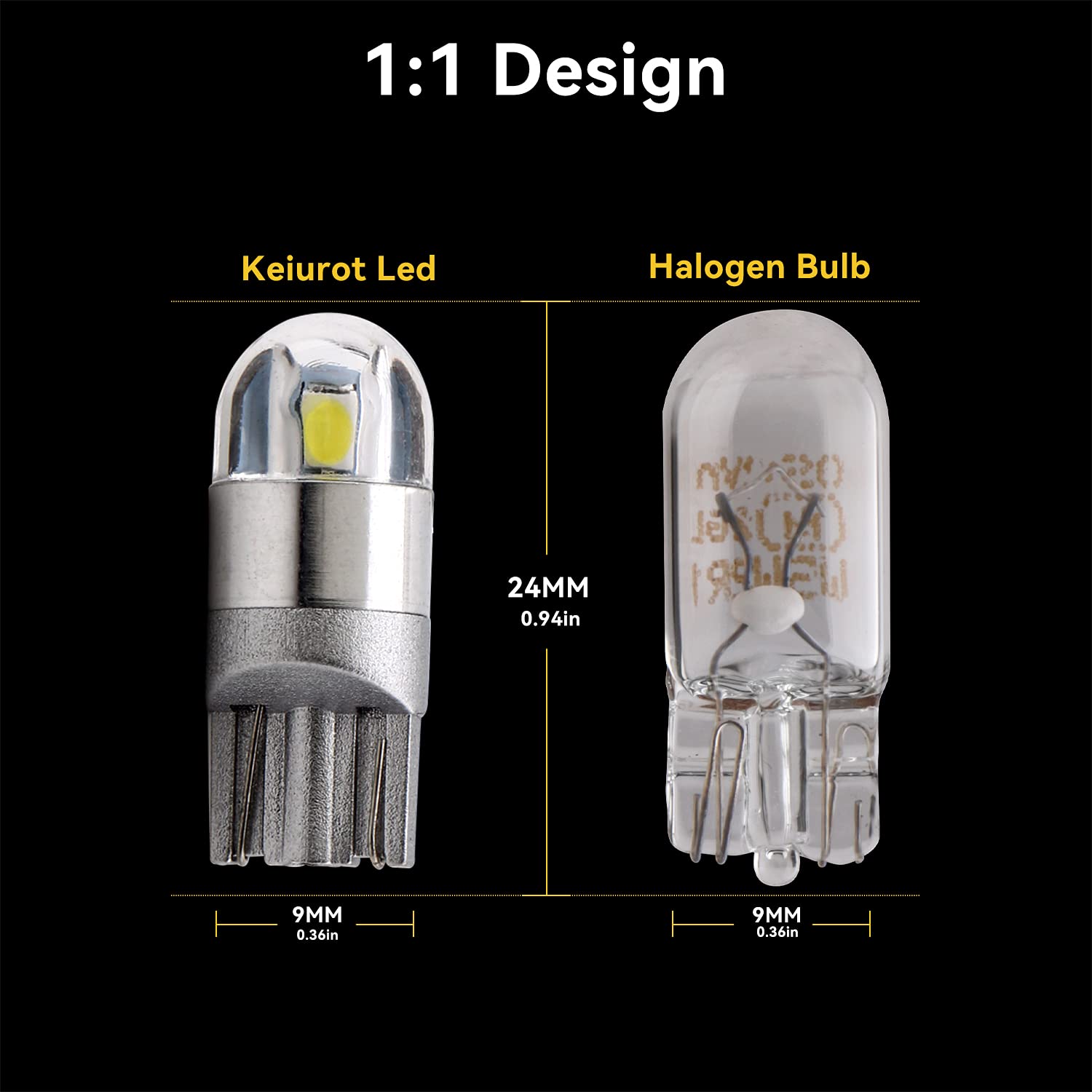 Keiurot T10 501 żarówek LED W5W 194 168 2825 Wedge Led żarówki samochodowe wewnętrzna kopuła, mapa drzwi, światło boczne LED, żarówki tablicy rejestracyjnej, lodowy niebieski, DC12V, 10 sztuk