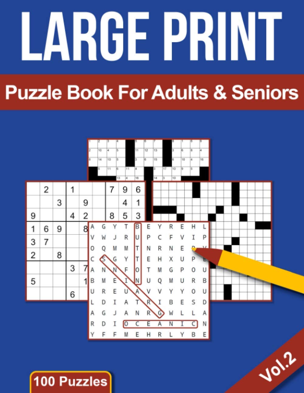 Large Print Puzzle Book For Adults & Seniors: Activity Book With 100 ...