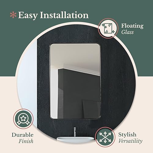 Miniatura 5 de Hamilton Hills Espejo de marco plateado de metal de 30 x 40 pulgadas para baño, tocador de esquina cuadrado rectangular pulido, diseño de juego de 2