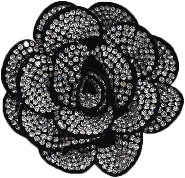 Rhinestone Rose Flower Brooch Lapel Pins for Women Her Fashion Crystal Camellia Flower Brooches Pin for Dress Accessories Jewelry Boutonniere Corsage Wedding Party Birthday Gift 70mm