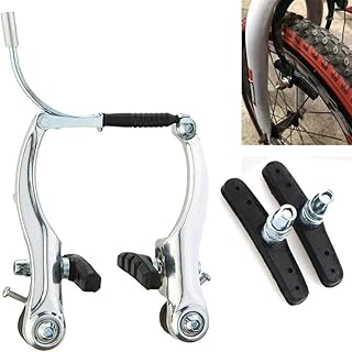 Tobefore Bike Brakes Set, Mountain Bike V Brake Set for Most Bikes V Brake Calipers, V-Brake Replacement Set for MTB, Road Bike,BMX,E Bike(2PCS Bicycle Brake Pad and 1PCS Bike V Brake Set) (Silver)