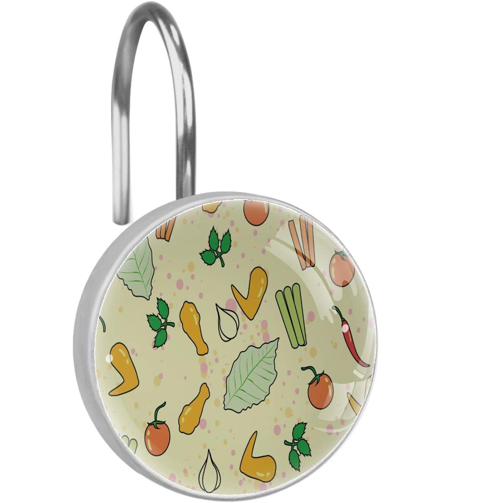 Crochets pour rideau de douche aux motifs légumes et tomates pour votre bain
