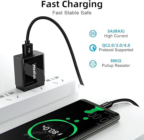 Miniatura 4 de CLEEFUN Cable USB C largo, 26 pies26.2 ft USB A 2.0 a tipo C, cable de carga trenzado de nailon compatible con controlador PS5, interruptor, Galaxy