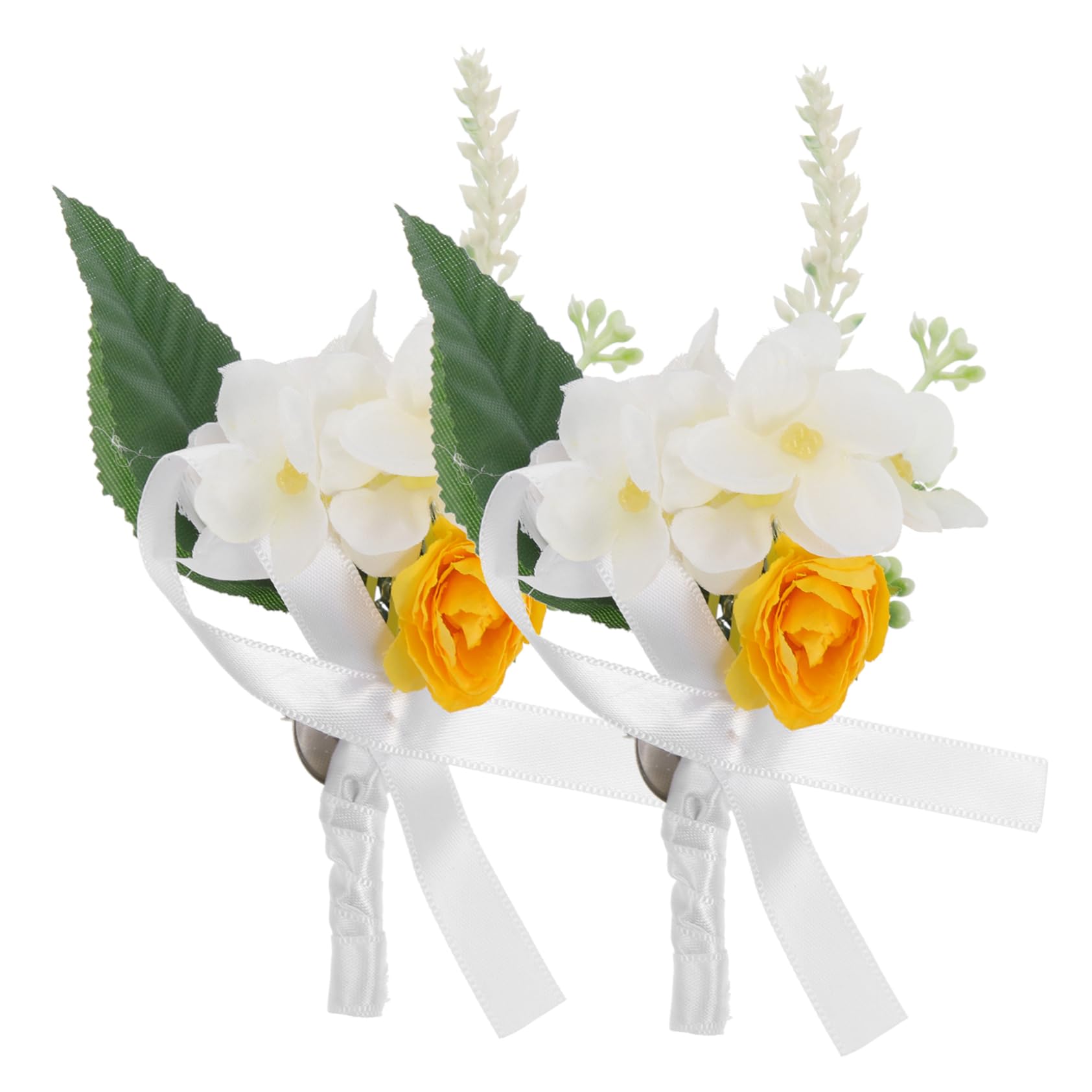Zerodeko 2 Piezas Boutonniere De Flores De Boda Boutonniere Floral Falso Ramillete De Muñeca De Boda Muñequeras para Hombres Ramillete De Baile Pulsera De Ramillete Flor De Seda