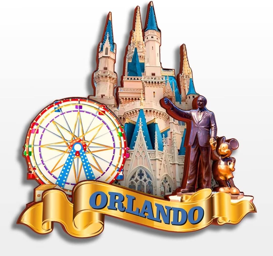 Orlando Florida USA America Fridge Magnet Wooden Collection 3D Wood Handmade Travel City Souvenirs Refrigerator Magnet Home Decoration Gift -191