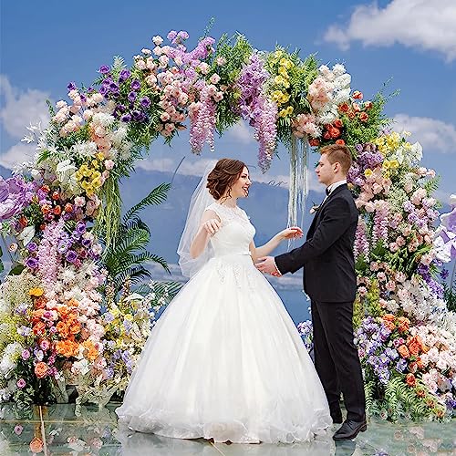 Asee'm 8.5FT White Large Wedding Arch Round Backdrop Stand Circle Metal Floral Balloon Frame for Party Anniversary Birthday Graduation Valentine Ceremony Decorations