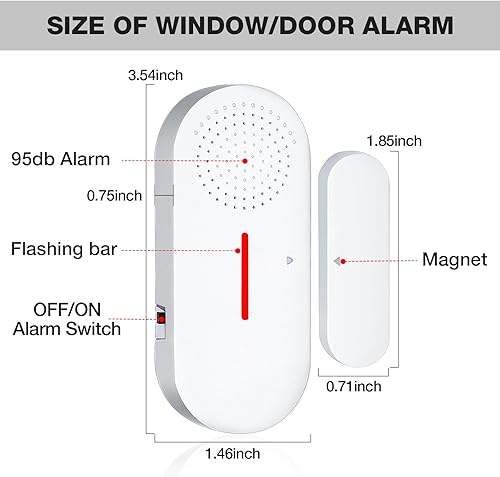 Miniatura 4 de Alarma de puerta y ventana, alarma de puerta de 95 dB para seguridad de los niños, sensor inalámbrico, alarma antirrobo de ventana, alarmas de