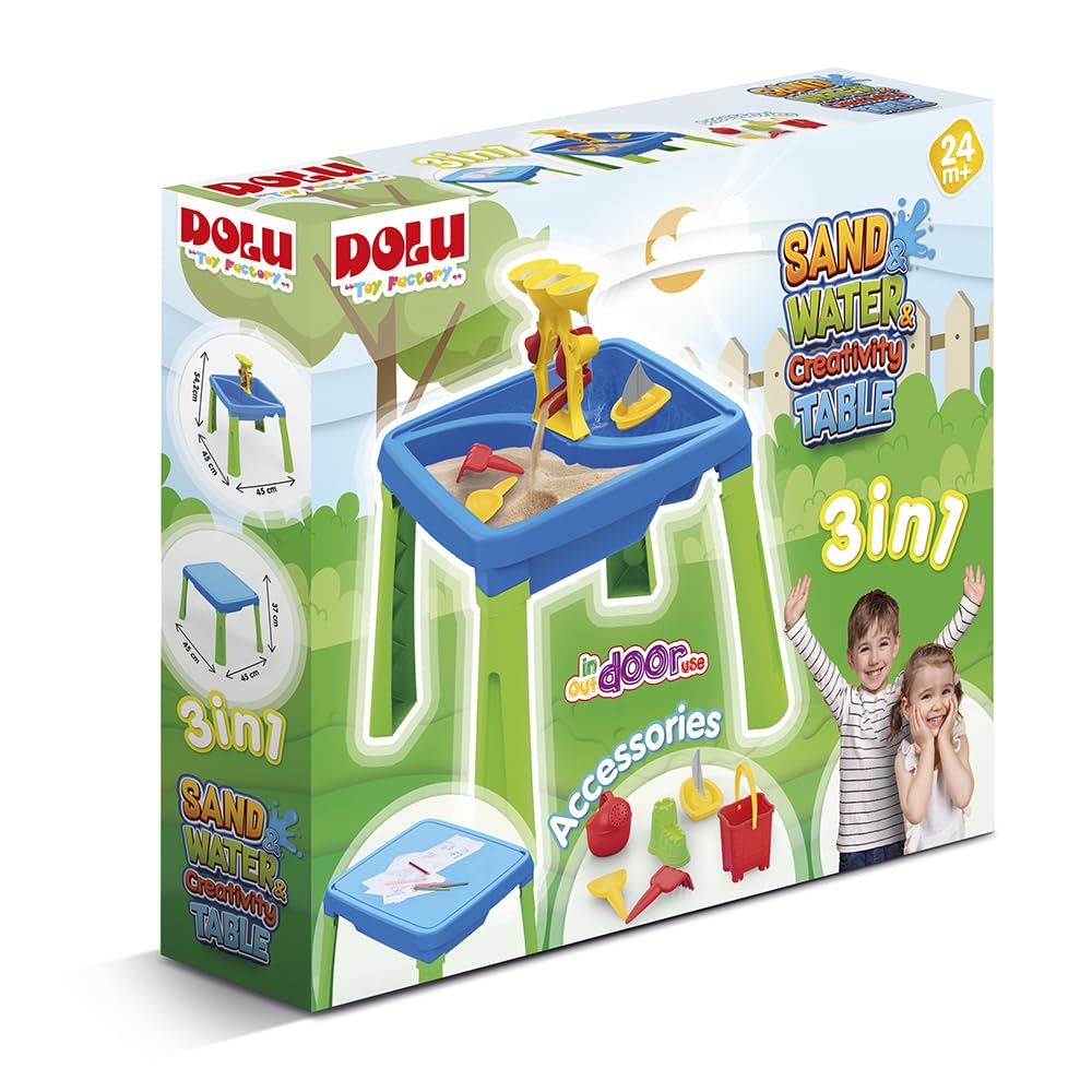 Dolu 3 en 1 Mesa de Agua arenosa con Mesa de Dibujo Verde Azul