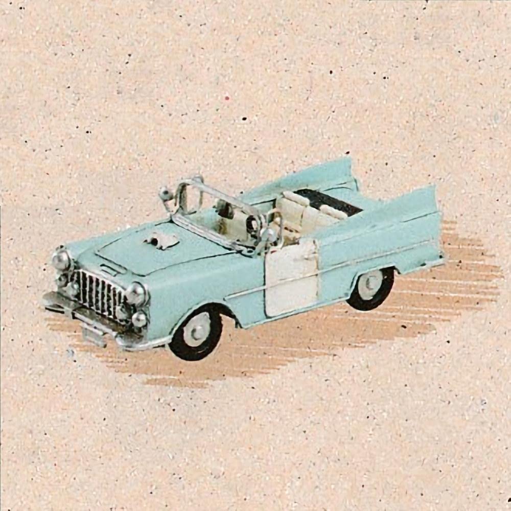Amazon｜ブリキのおもちゃ クラッシクカー 水色 鉄製 置物 おもちゃ