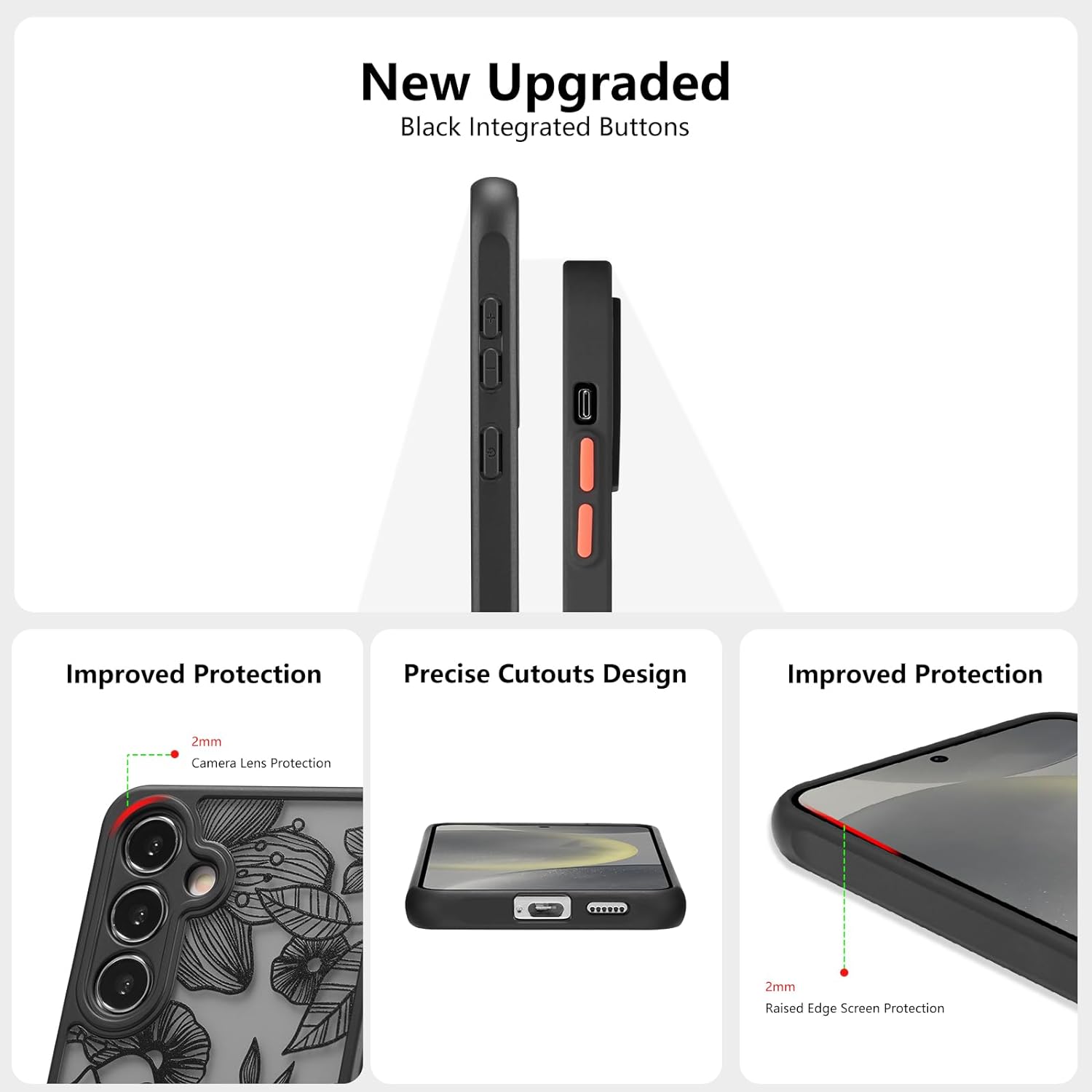 XIZYO for Samsung Galaxy S25 Plus Case, Floral Rose Cute Phone Case for Women Girls Aesthetic Pattern Print Slim TPU Bumper Cover Shockproof Protective Cover for S25 Plus, Black - Image 4