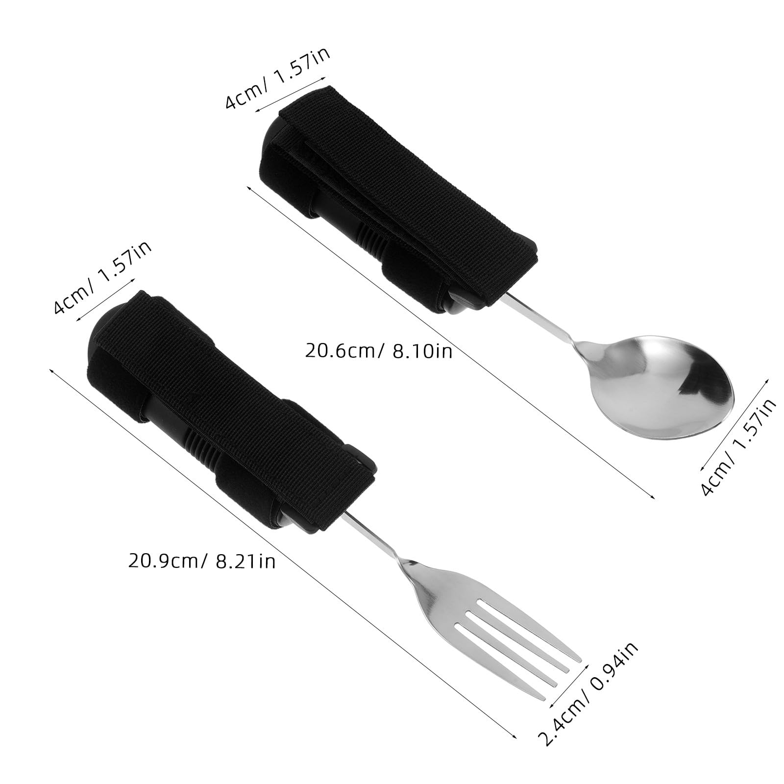 Lurrose 2 utensilios adaptados para comer: cuchara y tenedor flexibles y antideslizantes con correa para facilitar la alimentación en el hogar, ideales para personas mayores con discapacidad o