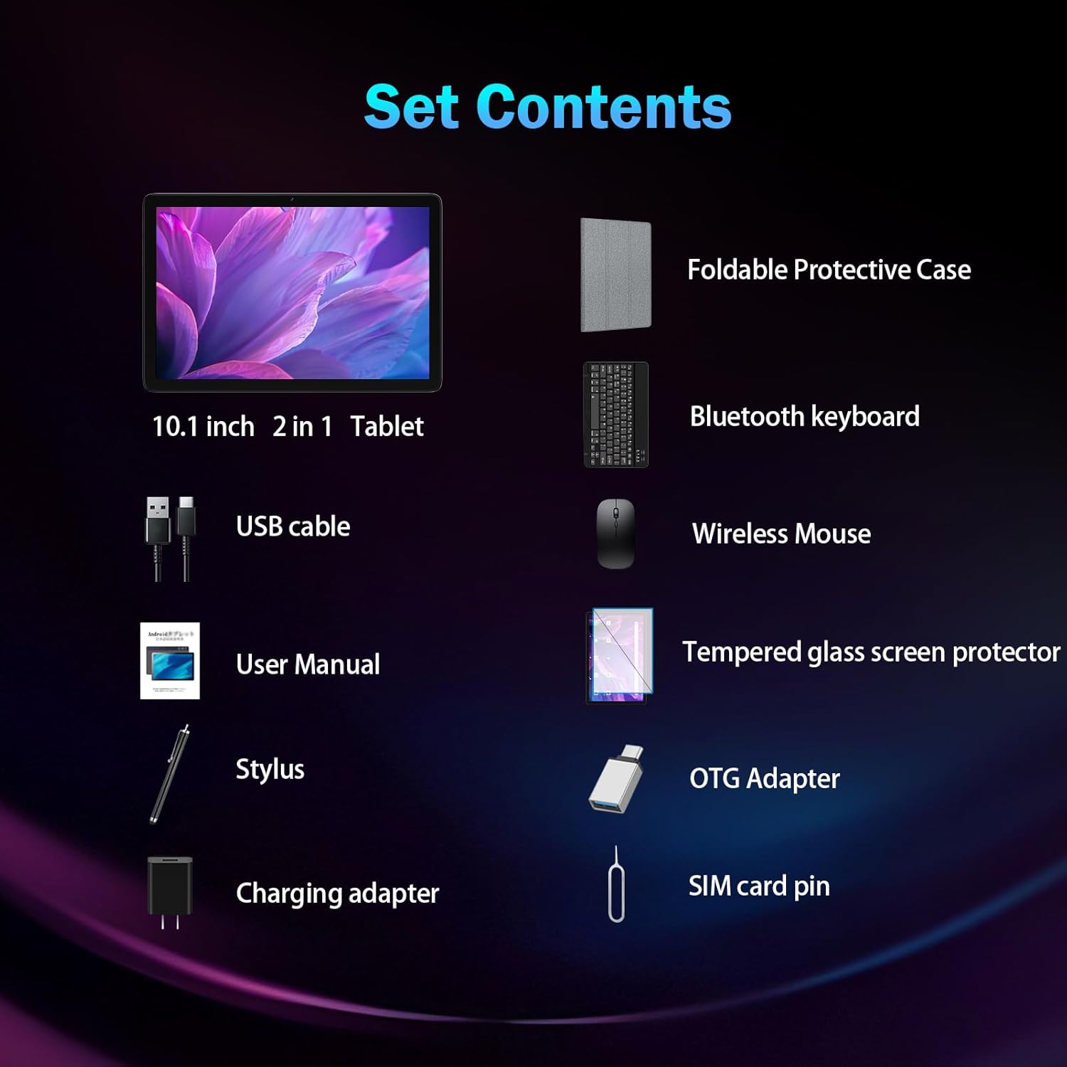 Android 14 Tablet 10 inch 128GB Storage 1TB Expandable 14GB (8+6) RAM, 4G Sim Slot Tablets with Keyboard 7000 mAh Support 5G WiFi Bluetooth 5.0 GPS, Octa-Core Processor, FHD IPS Display