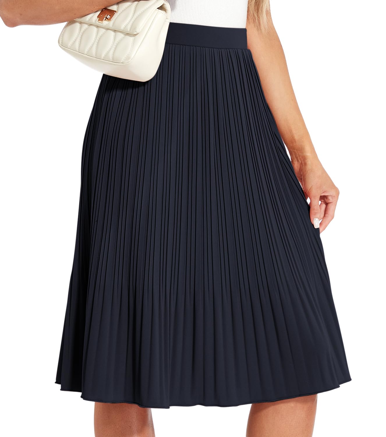 Women Drapey Knitted Chiffon Pleated Midi Skirts