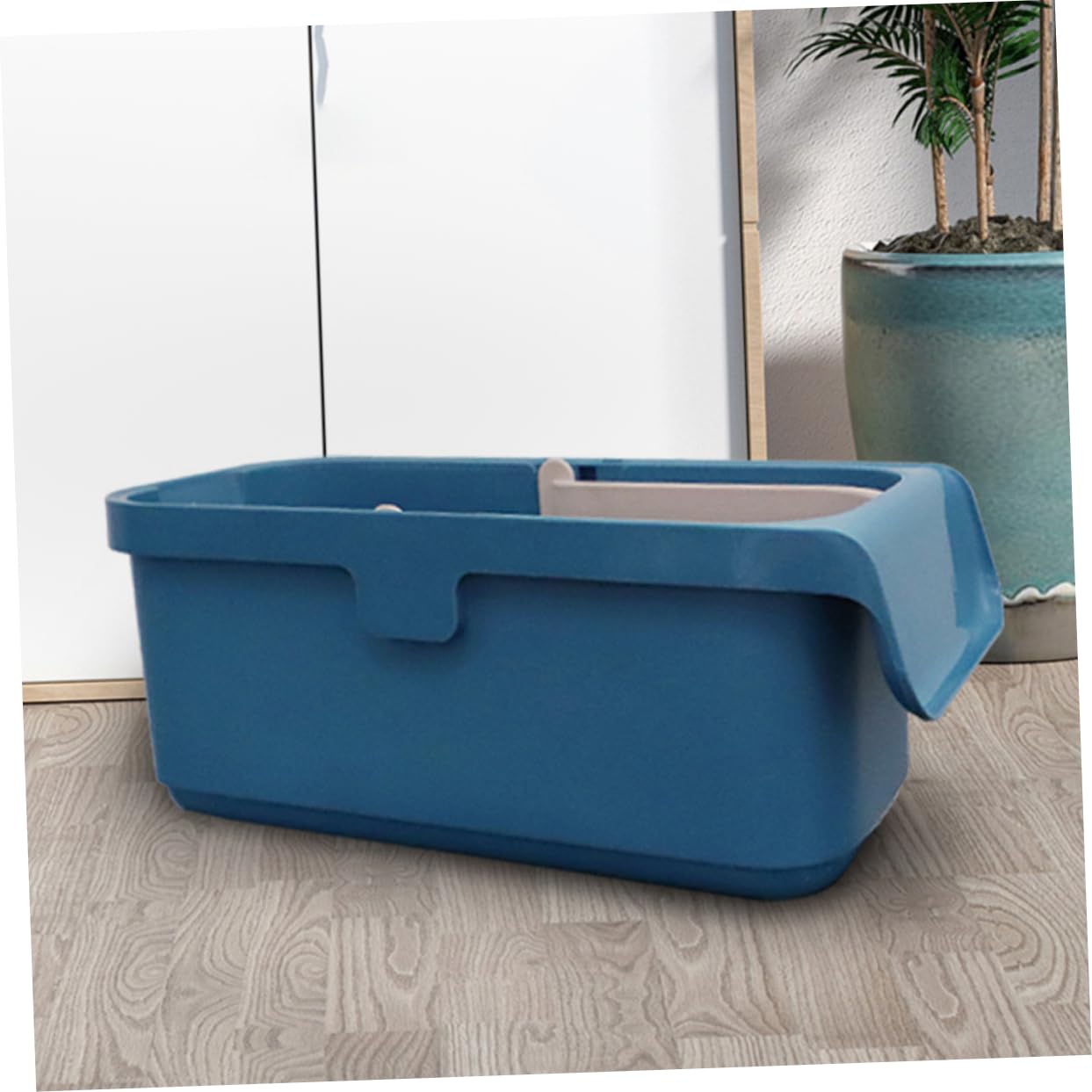 COLLBATH Cubo de Fregona Rectangular de Plástico, Grande y Portátil con Asa, Compatible con Mopas Planas, Adecuado para Limpieza del Hogar