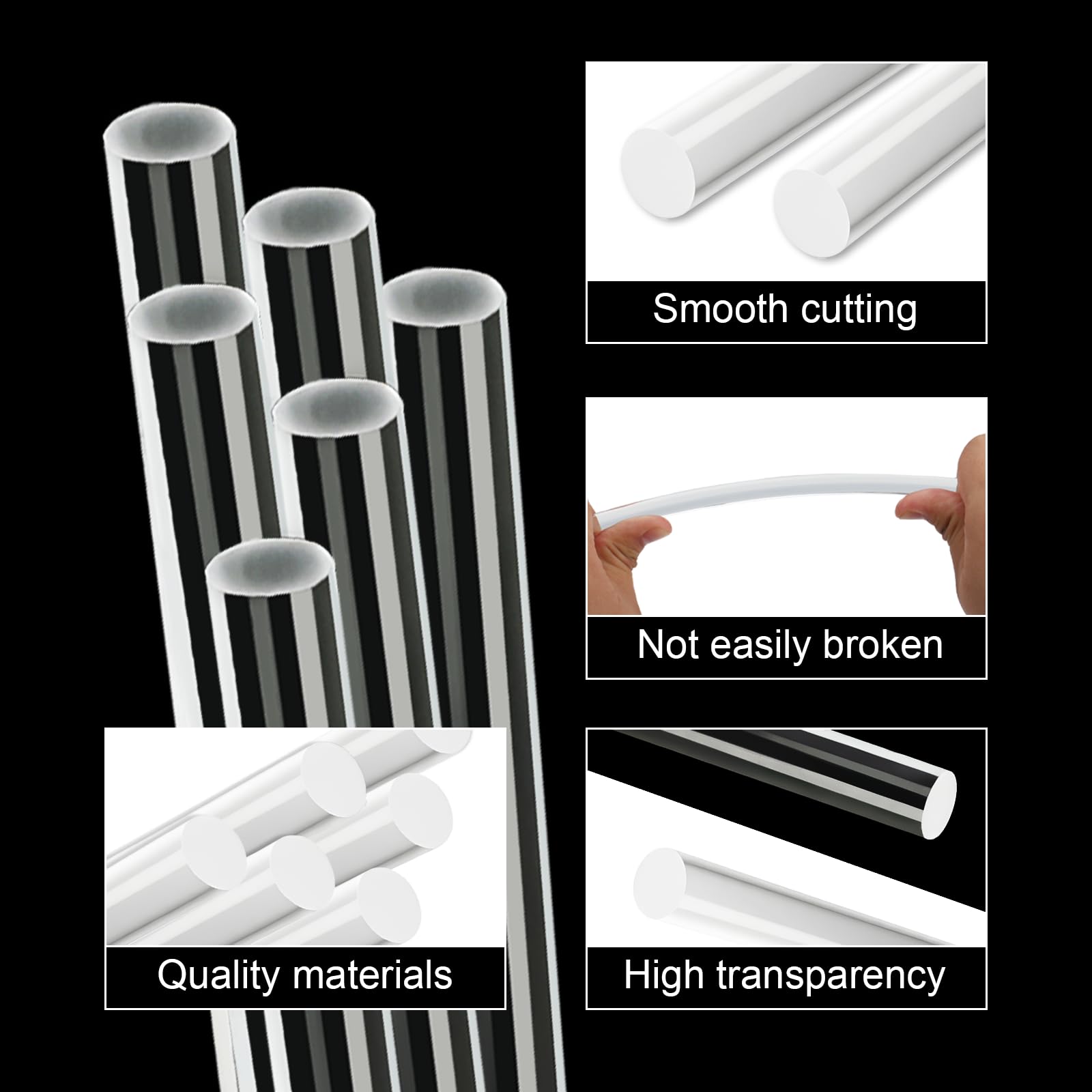 12 bastoncini di plastica acrilica, in plastica, 10 mm x 30 cm, asta in acrilico trasparente, per fai da te, artigianato, illuminazione da giardino, decorazione architettonica