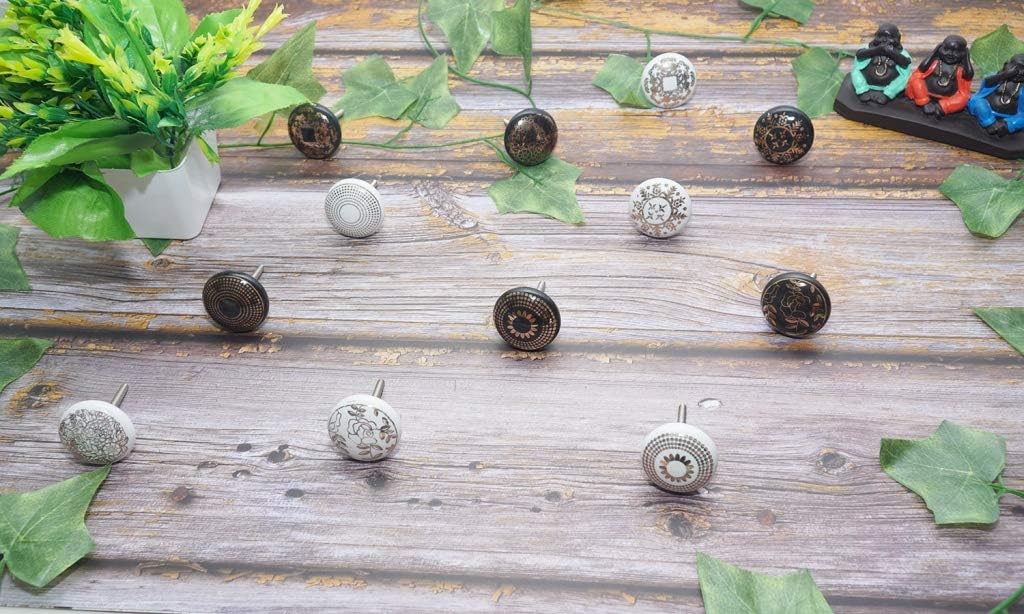 Handcrafted Assorted Colors Knobs | Floral Handles | Ceramic Cabinet Pullers | Mix Vintage Combo Designer Gift | Set of -25, Multicolour-4