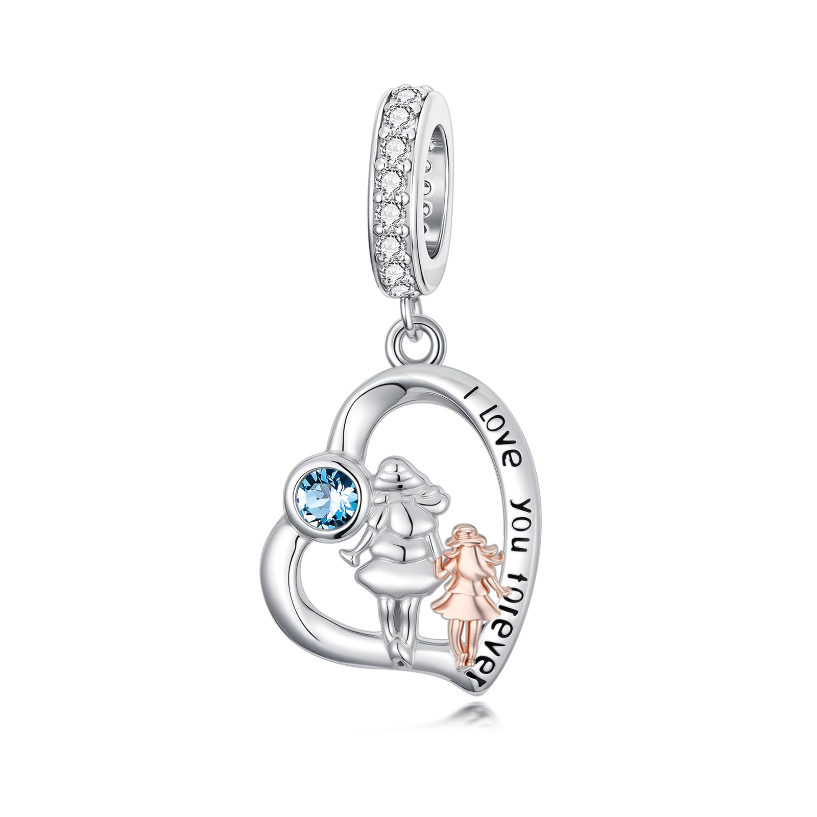 PROESS Father Mother Daughter Charm fit Charms Bracelet Sterling Silver Charms for Bracelets Birthday Valentines Day Gifts for Daughter Mother Lover