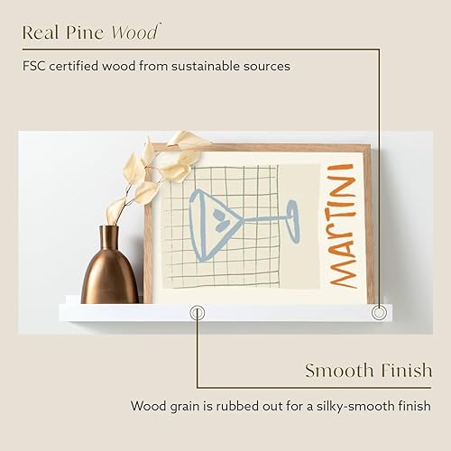 Miniatura 3 de Estante flotante de madera de pino blanco para pared, ideal para dormitorio, cocina, baño, oficina, fácil instalación, accesorios de montaje