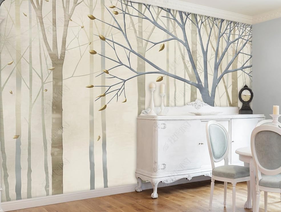 Papier peint intissé forêt nostalgique mural panoramique pour décorer le salon XL 450x315 cm