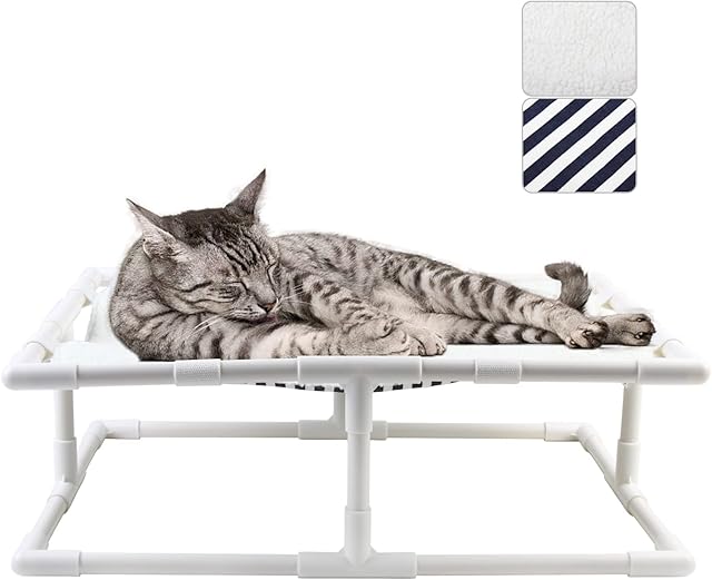 ANRIS Cat Hammock Bed for Cats and Dogs Elevated Cat Bed Removable and Washable with Mat for Pets for Winter and Summer