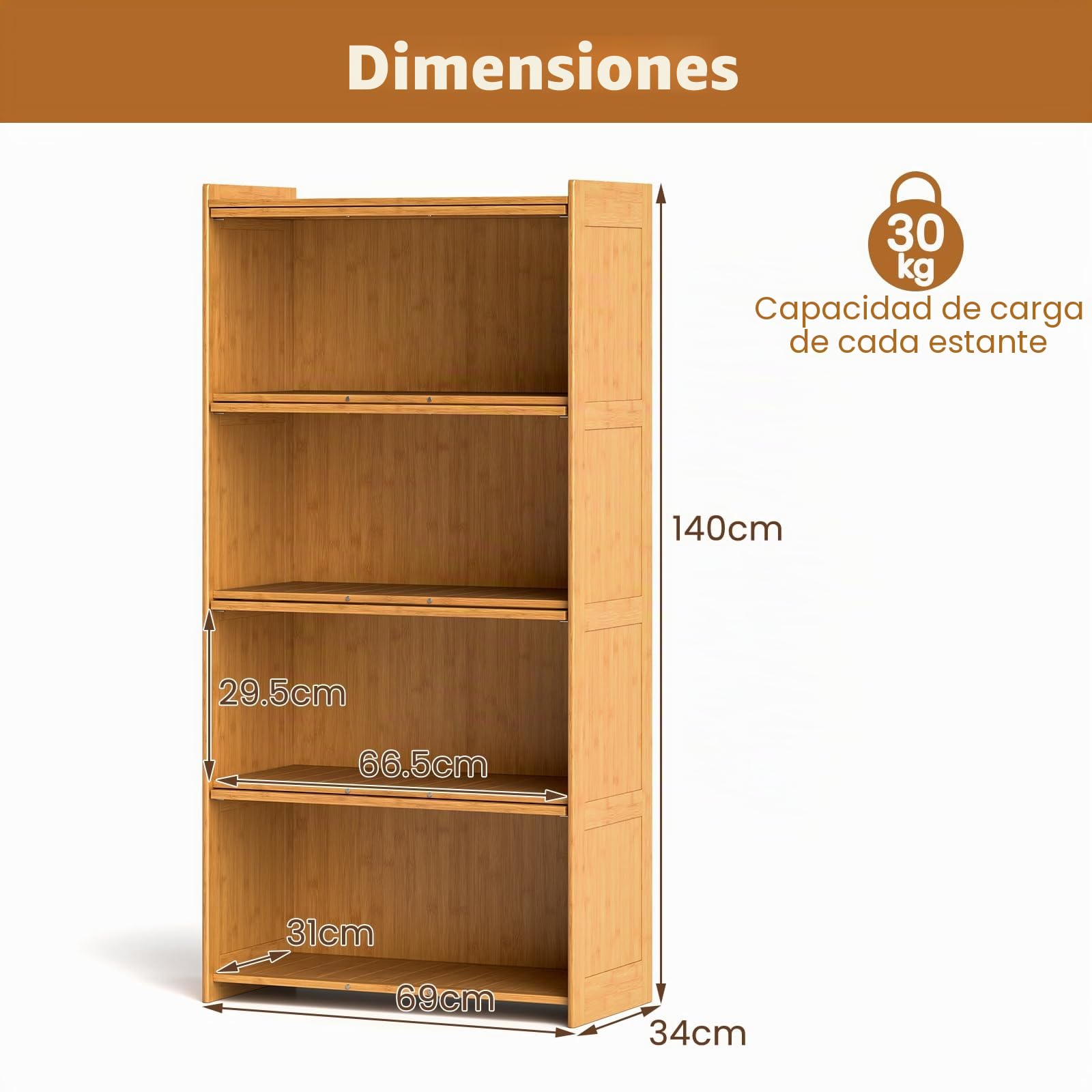 GIANTEX Estantería de Libros de Bambú 4 Niveles, Armario de Almacenamiento con Puertas Abatibles de Acrílico Transparente, 69 x 34 x 140 cm, Mueble Auxiliar para Salón, Cocina, Dormitorio (Natural)