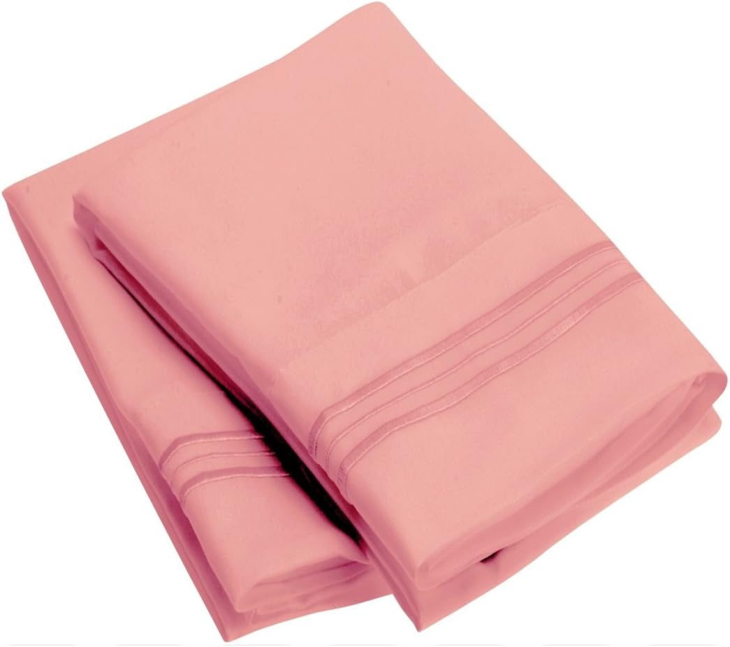 King Pillowcase Set Pink- 1800 Double Brushed Microfiber Bedding - Wrinkle, Stain, Fade Resistant - Soft and Durable - All Season (Set of 2 King Size, Pink)