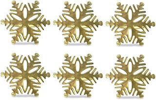 DII Decorative Holiday Napkin Rings, S/6, Gold Snowflakes 6 Count
