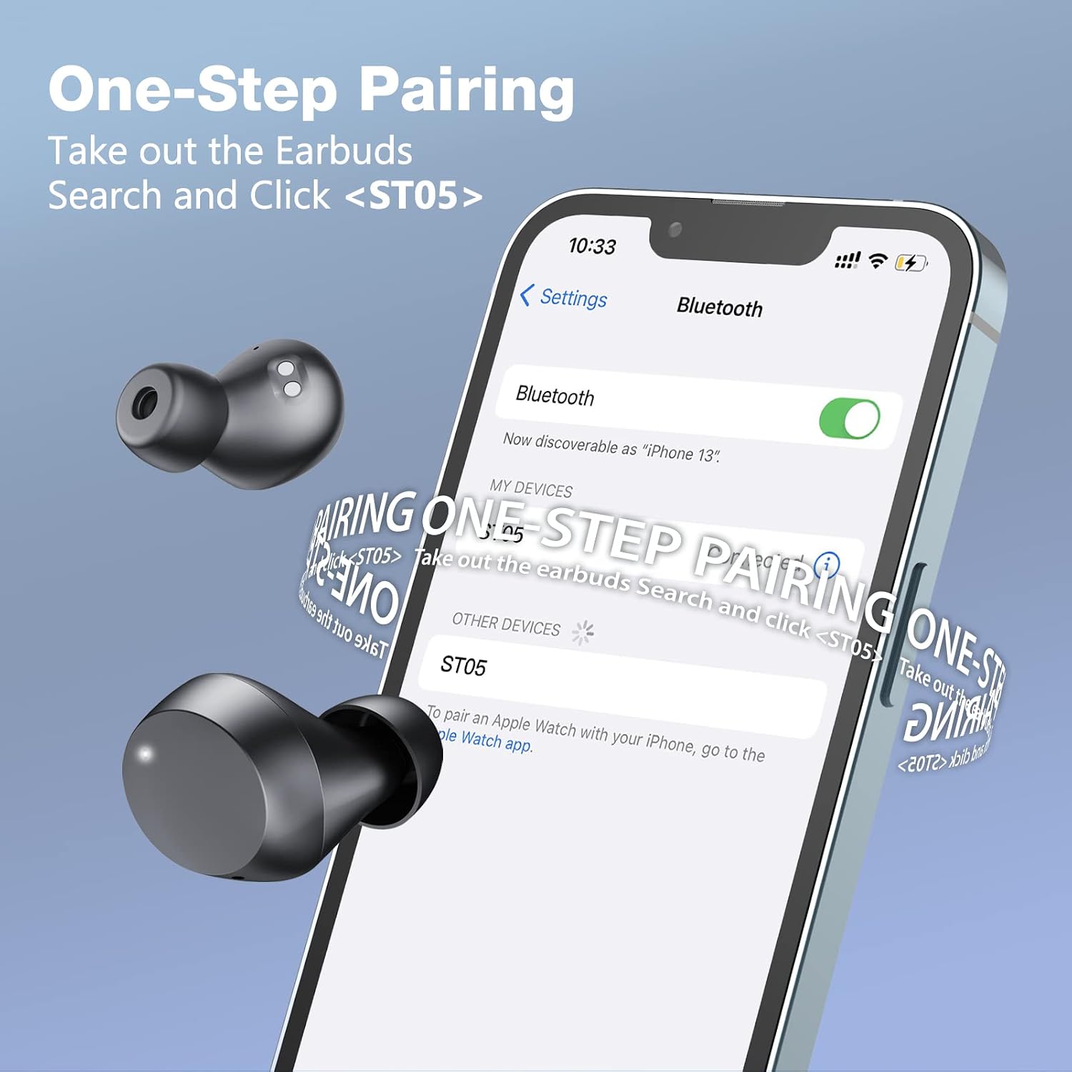 Wireless Earbuds Bluetooth Headphones 5.3,Touch Control with LED Power Display,Tpye-C Fast Charge,IPX7 Waterproof Stereo Earphones in-Ear Headphones in-Ear Built-in