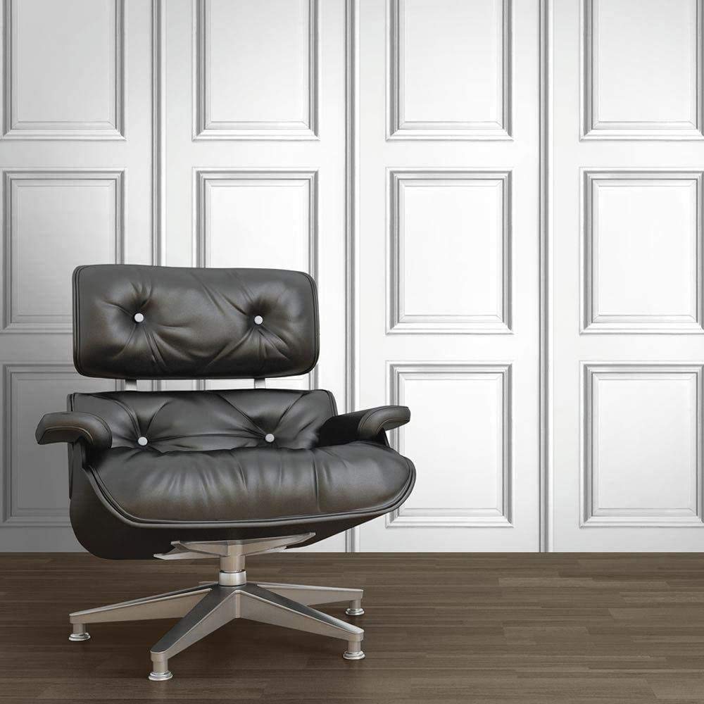 Yöl Sample Wood Effect Wallpaper Wooden Panel Frame Realistic Modern White Grey